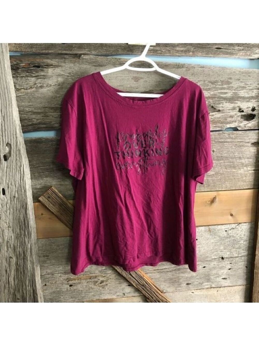 PLUS Size 4XL Burgundy Graphic Print T-shirt